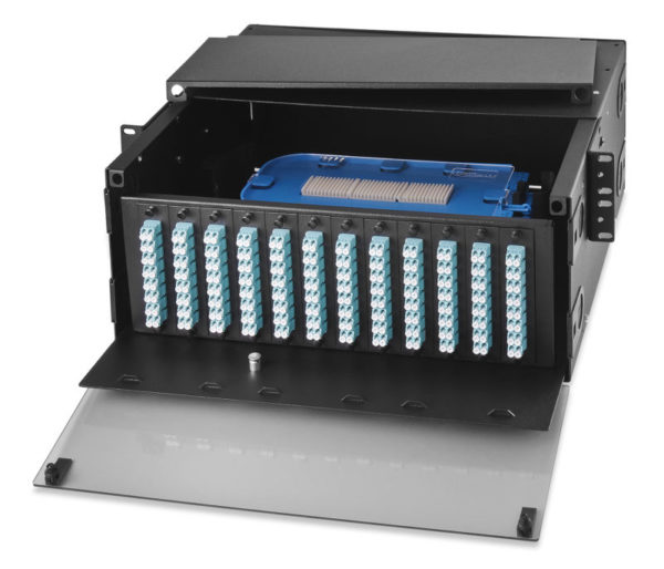 Signamax UFE12HD1-B 72- to 288-Fiber Enclosure with Locking Slide-Out Support Stage Accepts 12 Adapter Plates optical fiber enclosure, black
